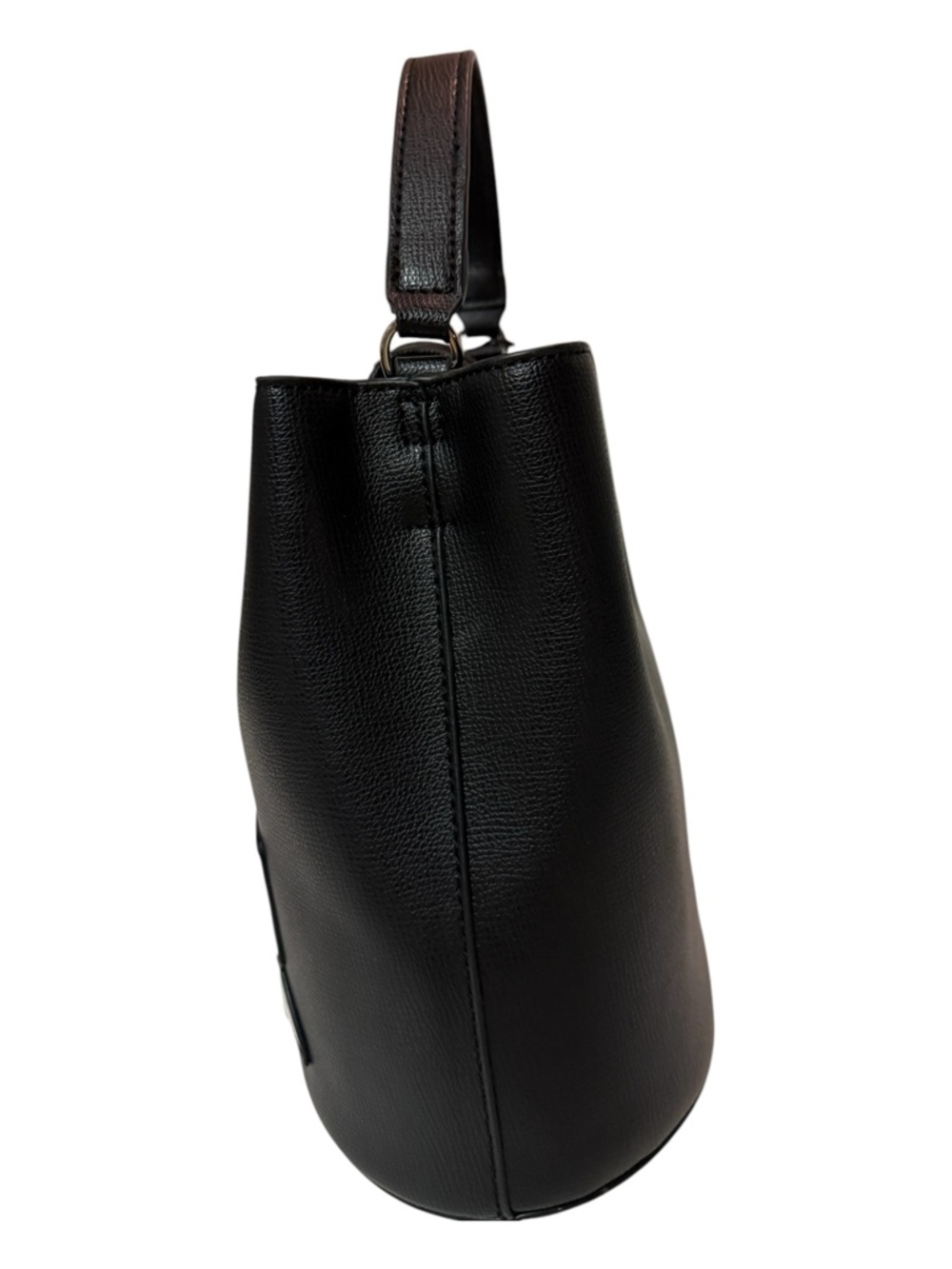 Karl Lagerfeld Black Faux Leather Bucket Bag With Drawstring. - Picture 4 of 9